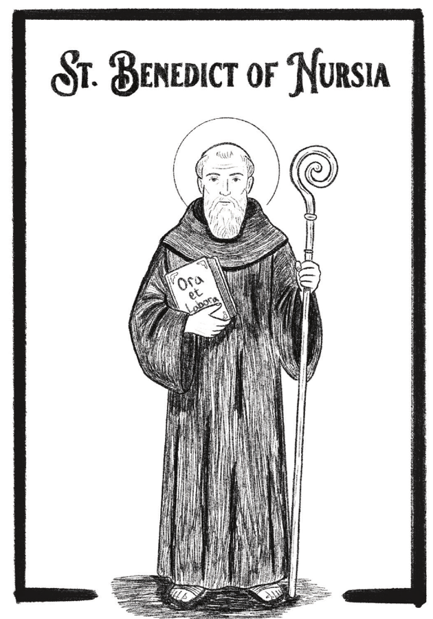 Portrait of St. Benedict — Catholic saint for kids